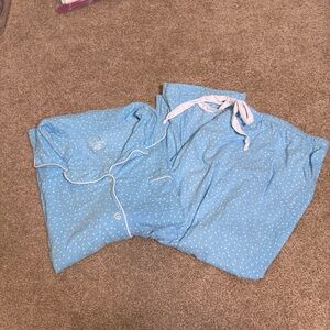 Pajamagram Women's Blue White Polka Dot 100% Cotton Pajama Set‎ Button Front 3X